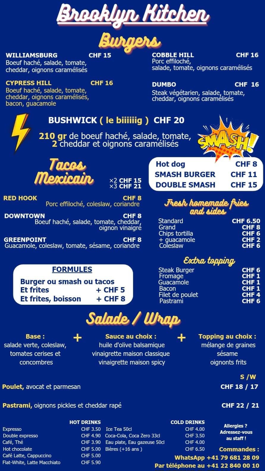 Menu Brooklyn Kitchen automne 2026